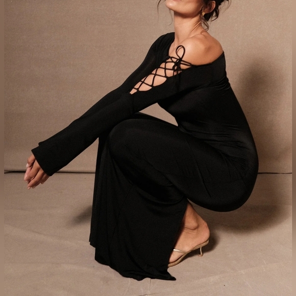 Tie Sleeve Slinky Maxi Dress - Picture 8 of 10